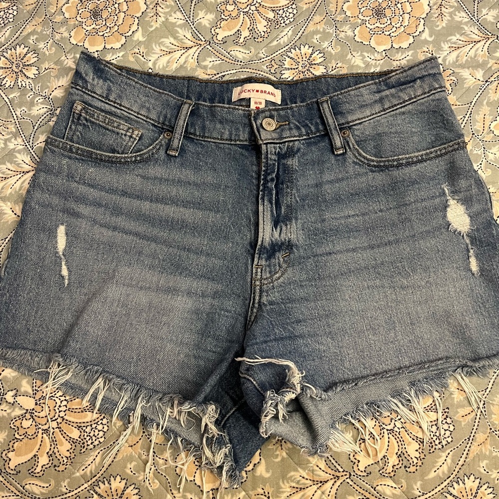 Lucky Brand Blue Jean Shorts Distressed Cut-Off
